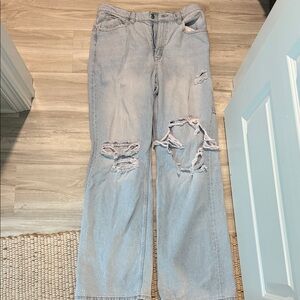 We The Free Light Blue Distressed Flare Jeans